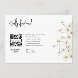 Cartão De Informações Daisy RSVP Wedding QR CODE Detalhes no verso
