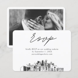 Cartão De Informações Dallas Wedding Minimalist Sketch RSVP