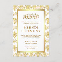 Damasco Islâmico Muçulmano Mehndi Branco e Dourado