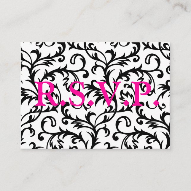 Cartão De Informações damsk R.S.V.P. (Frente)