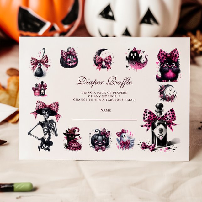 Cartão De Informações Dapper de Halloween Rosa, Raffle (Criador carregado)