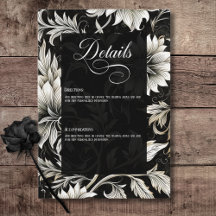 Dark Gothic Vintage Black & White Floral Damask