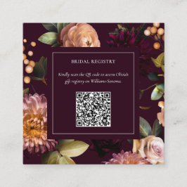 Cartão De Informações Dark Moody Gothic Floral Bridal Shower QR Code 