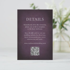 Cartão De Informações Dark Purple Fine Art Floral Elegant Wedding