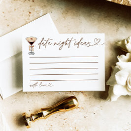 Cartão De Informações Data Noite Ideias Chá de panela Jogo Martini