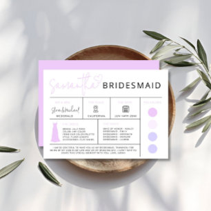 Cartão de Informações de Bridesmaid Puro, Guia de 
