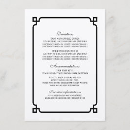 Cartão de Informações de Casamento Black Deco Chic