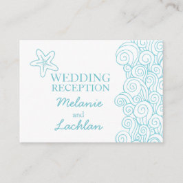 Cartão de informações de casamento branco e azul-m