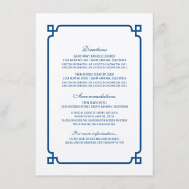Cartão de Informações de Casamento Chic Deco Azul