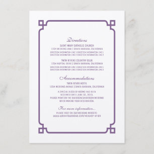 Cartão de Informações de Casamento Chic Purple Dec