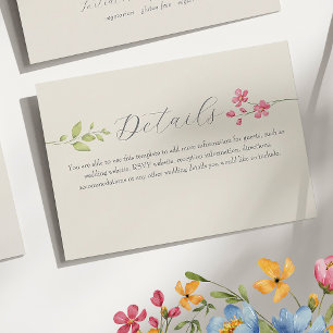 Cartão de Informações de Casamento com Flores Silv