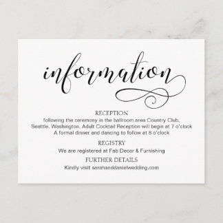 Cartão de Informações de Casamento com Tipografia