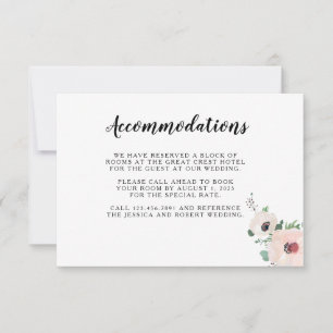 Cartão de Informações de Casamento de Flores Rosa-