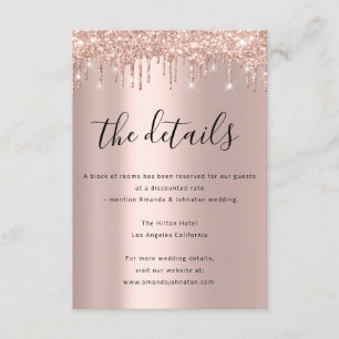 Cartão de Informações de Casamento Detalhes Rosa