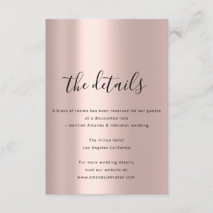Cartão de Informações de Casamento Detalhes Rosa