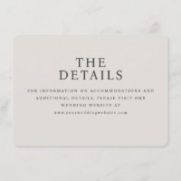 Cartão de Informações de Casamento Elegante Bege S