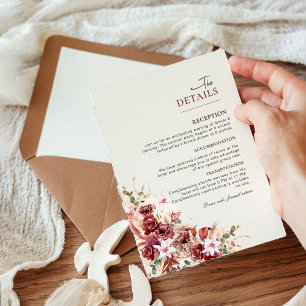 Cartão de Informações de Casamento Elegante Rosa e