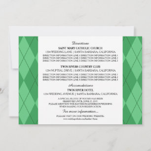 Cartão de Informações de Casamento Green Argyle