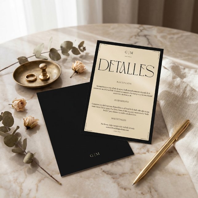 Cartão de Informações de Casamento Monogramado Cla (Criador carregado)