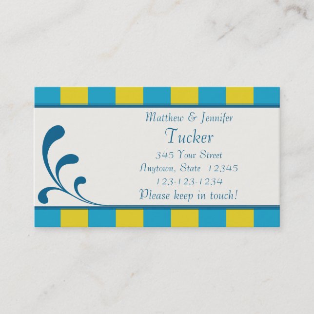 Cartão de Informações de Contato do Noivo e do Gro (Frente)