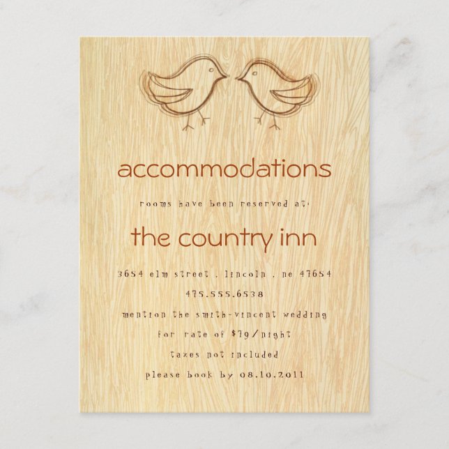 Cartão de Informações de Desenho de Woodgrain com  (Frente)