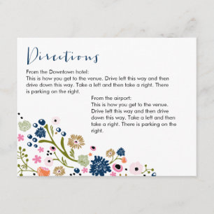 Cartão de Informações de Direções Florais Pretty B