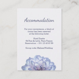 Cartão de informações de hotel de casamento floral