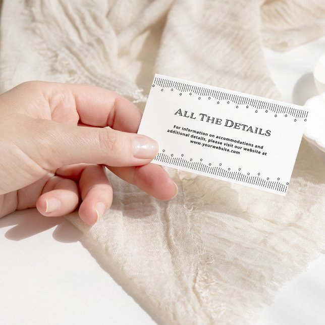 Cartão De Informações Deco Moderno | Detalhes do casamento preto e branc (Criador carregado)