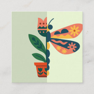 Cartão De Informações Decoração de borboleta colorida com elementos flor