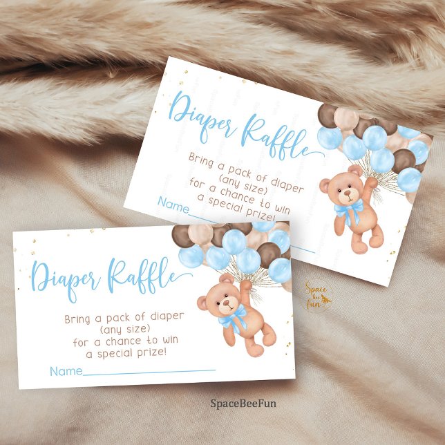 Cartão De Informações Dedy Bear Chá de fraldas Mal podemos esperar (Teddy Bear Baby Shower, We Can Bearly Wait Diaper Raffle, Book for Baby Shower, Diaper Raffle Card, )