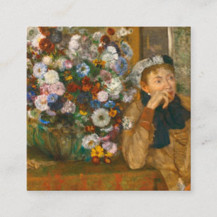 Cartão De Informações Degas Uma Mulher Sentada ao Lado de um Vaso de Flo