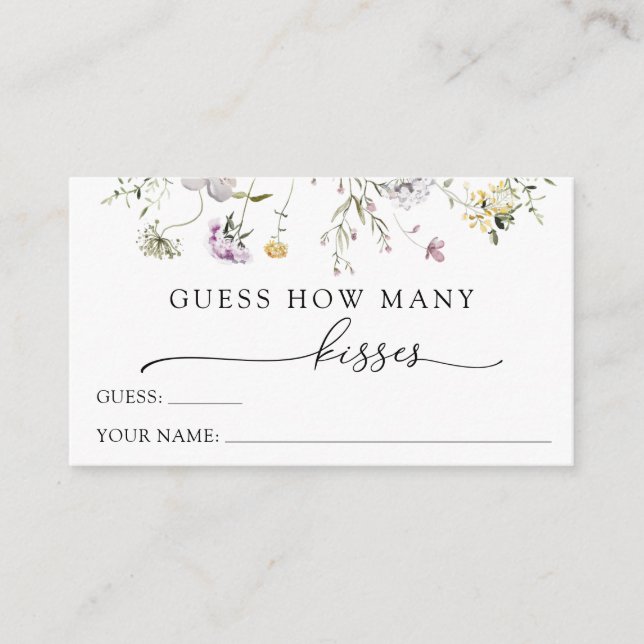 Cartão De Informações Delicar Flor Roxo Adivinha Quantos Beijos (Frente)
