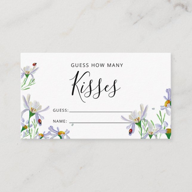 Cartão De Informações Delicar flor silvestre Adivinha Quantos Jogo de Be (Frente)