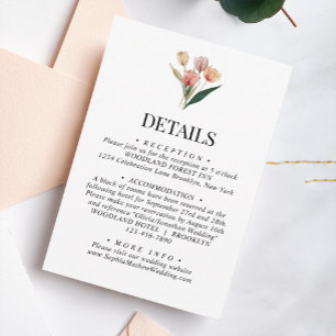 Cartão De Informações Delicar Tulipas Moles Aquarela Detalhes De Casamen