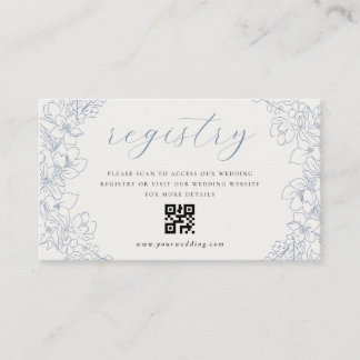 Cartão De Informações Delicate Blue Floral Wedding Gift Registry QR code