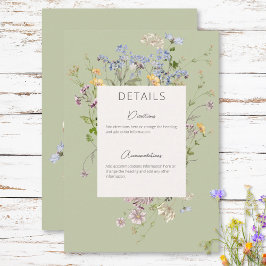 Cartão De Informações Delicate Boho Wildflower Green Detalhes