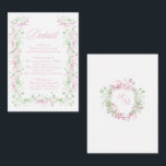 Cartão De Informações Delicate French Flora Crest Wedding<br><div class="desc">French Flora SAGE & BLUSH Wedding.</div>