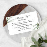 Cartão De Informações Delicate Greenery Eucalyptus Wedding RSVP<br><div class="desc">Um belo cartão de casamento verde. Fácil de personalizar com seus detalhes. PERSONALIZAÇÃO: se você precisar de personalização de design,  entre em contato comigo via bate-papo; se você precisar de informações sobre seu pedido,  opções de envio etc.,  entre em contato direto com o suporte da Zazzle.</div>