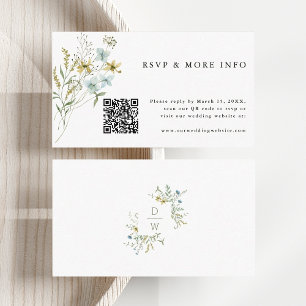Cartão De Informações Delicate Wildflower Modern Boho Wedding RSVP