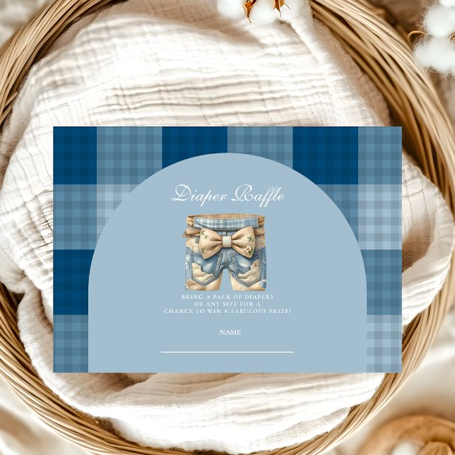 Cartão De Informações Denim Teddy Bear Diapper Raffle (Criador carregado)