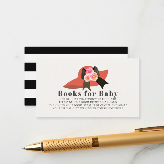 Cartão De Informações Derby Style Big Red Hat Rosa Livros para Bebê (Frente/Verso In Situ)