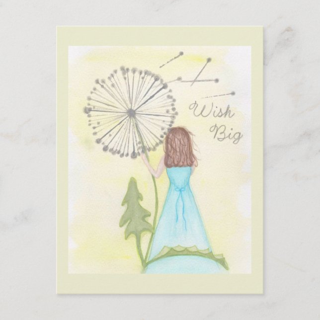 Cartão De Informações Deseje uma garotinha dandelion (Frente)