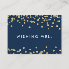 Cartão De Informações Desejo Bem Dourado Faux Glitter Confetti Marinho A