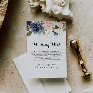 Cartão De Informações Desejo de casamento Floral de Inverno Simples Eleg