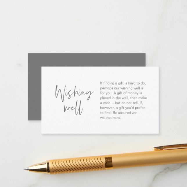 Cartão De Informações Desejo de casamento moderno, Presente de Dinheiro, (Frente/Verso In Situ)