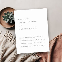 Cartão De Informações Desejo de casamento preto e branco simples mínimo