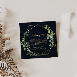 Cartão De Informações Desejo de Casamento Verde Azul Dourado Geométrico