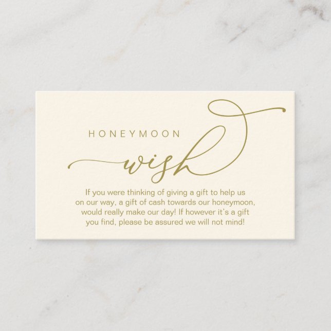 Cartão De Informações Desejo de Lua de Casamento, Presentes em Dinheiro  (Frente)