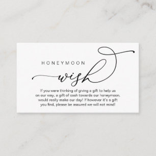 Cartão De Informações Desejo de Lua de Casamento, Presentes em Dinheiro 