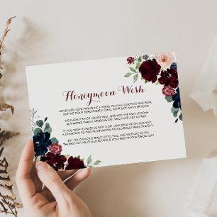 Cartão De Informações Desejo de Lua de Mel Boho Luxuoso Florido Colorido
